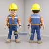 Custom Yellow and Blue Construction Worker Mascot Costume Adult Full Body Suit for Community Events