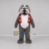 Custom Gray and Red Dog Mascot Costume Adult Full Body Suit for Winter Events