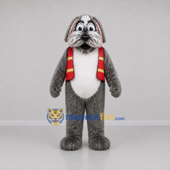 Custom Gray and Red Dog Mascot Costume Adult Full Body Suit for Winter Events