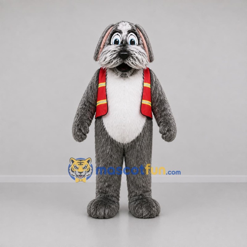 Custom Gray and Red Dog Mascot Costume Adult Full Body Suit for Winter Events