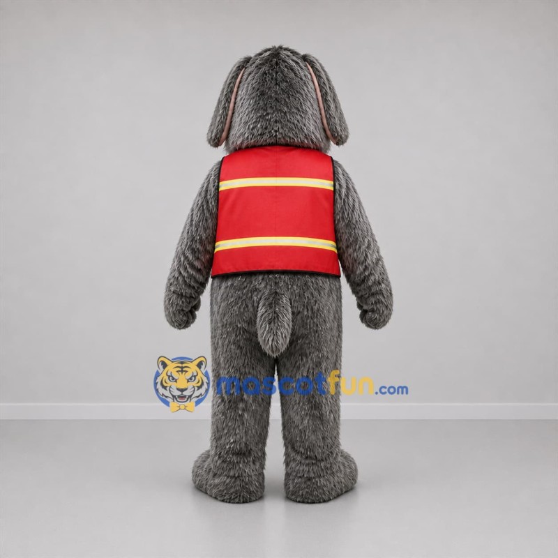 Custom Gray and Red Dog Mascot Costume Adult Full Body Suit for Winter Events