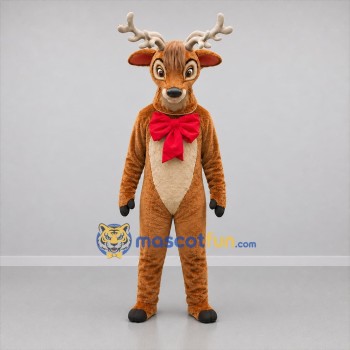 Custom Brown and Red Reindeer Mascot Costume Adult Full Body Suit for Christmas Events