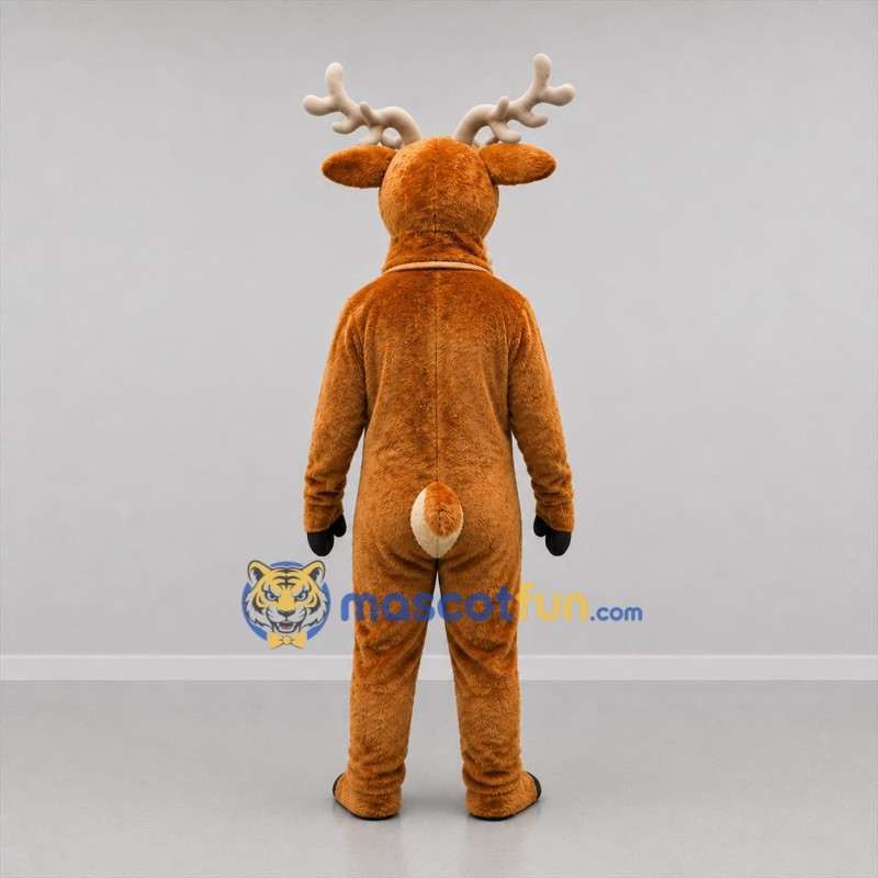 Custom Brown and Red Reindeer Mascot Costume Adult Full Body Suit for Christmas Events