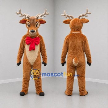 Custom Brown and Red Reindeer Mascot Costume Adult Full Body Suit for Christmas Events