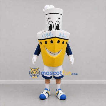 Custom Yellow and White Ship Mascot Costume Adult Full Body Suit for Nautical Events