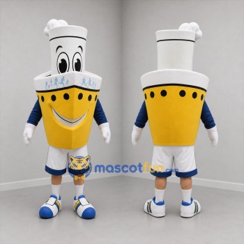 Custom Yellow and White Ship Mascot Costume Adult Full Body Suit for Nautical Events