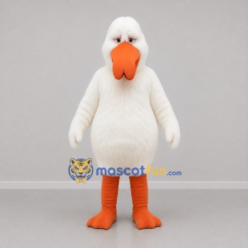 Custom White and Orange Bird Mascot Costume Adult Full Body Suit for Nature Events