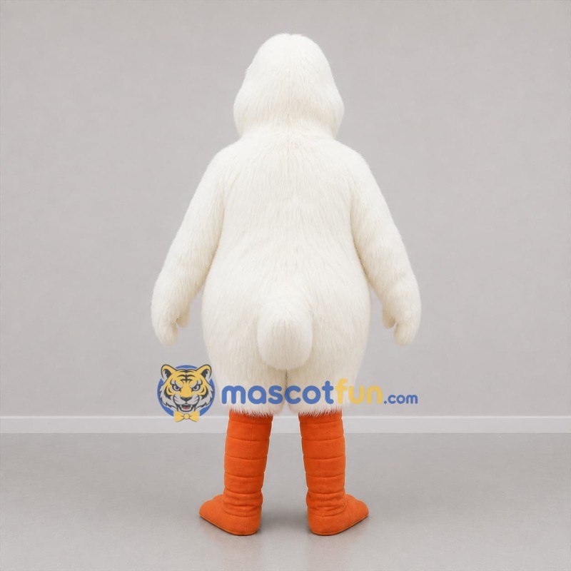 Custom White and Orange Bird Mascot Costume Adult Full Body Suit for Nature Events