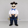 Custom White and Navy Blue Cowboy Mascot Costume Adult Full Body Suit for Western Events
