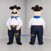 Custom White and Navy Blue Cowboy Mascot Costume Adult Full Body Suit for Western Events