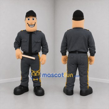 Custom Gray and Black Police Officer Mascot Costume Adult Full Body Suit for Community Events