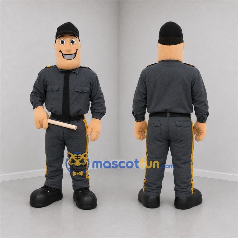 Custom Gray and Black Police Officer Mascot Costume Adult Full Body Suit for Community Events