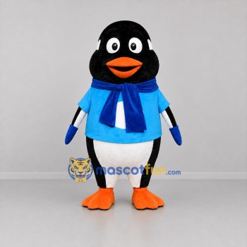 Custom Black White and Blue Penguin Mascot Costume Adult Full Body Suit for Winter Events