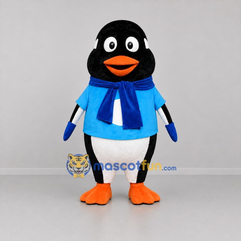Custom Black White and Blue Penguin Mascot Costume Adult Full Body Suit for Winter Events