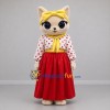 Custom Cream Red and Yellow Cat Girl Mascot Costume Adult Full Body Suit for Children's Events
