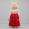 Custom Cream Red and Yellow Cat Girl Mascot Costume Adult Full Body Suit for Children's Events