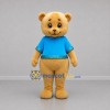 Custom Golden Brown and Blue Teddy Bear Mascot Costume Adult Full Body Suit for Children's Events
