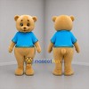 Custom Golden Brown and Blue Teddy Bear Mascot Costume Adult Full Body Suit for Children's Events
