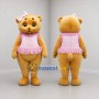 Custom Golden Brown and Pink Teddy Bear Girl Mascot Costume Adult Full Body Suit for Birthday Parties