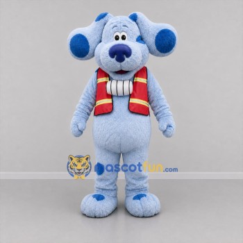 Custom Light Blue and Red Dog Mascot Costume Adult Full Body Suit for Children's Events