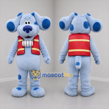Custom Light Blue and Red Dog Mascot Costume Adult Full Body Suit for Children's Events