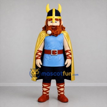 Custom Blue and Gold Viking Mascot Costume Adult Full Body Suit for Historical Events