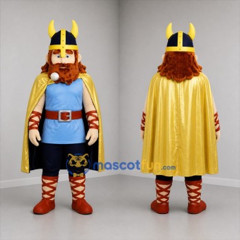 Custom Blue and Gold Viking Mascot Costume Adult Full Body Suit for Historical Events