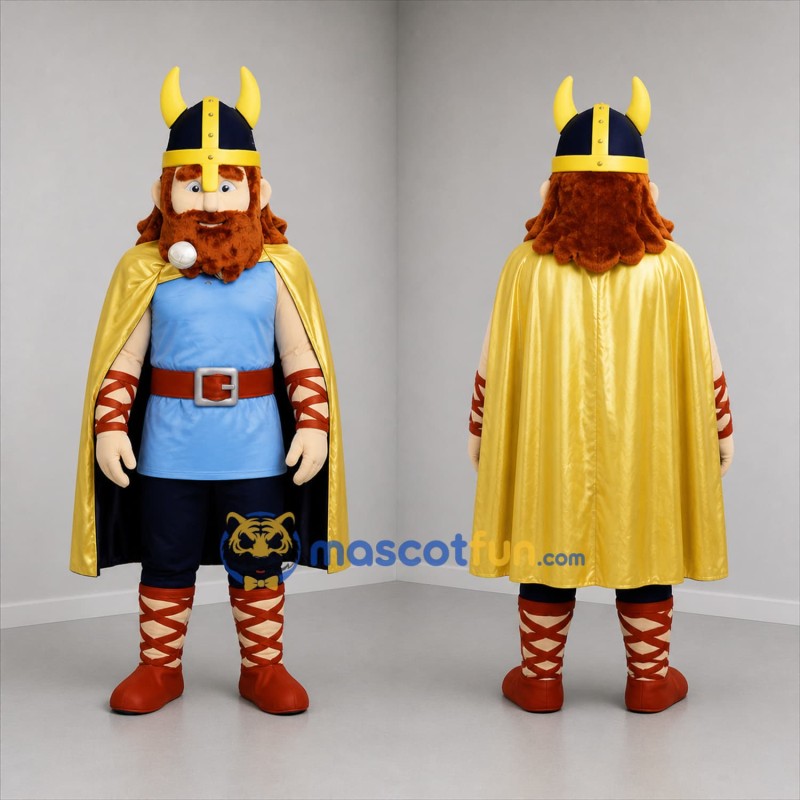 Custom Blue and Gold Viking Mascot Costume Adult Full Body Suit for Historical Events