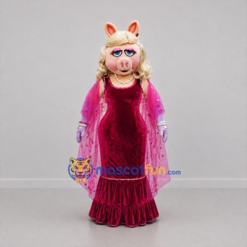 Custom Pink and Burgundy Pig Diva Mascot Costume Adult Full Body Suit for Costume Parties