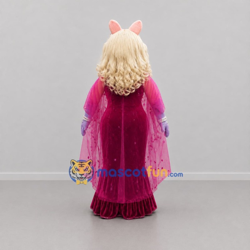 Custom Pink and Burgundy Pig Diva Mascot Costume Adult Full Body Suit for Costume Parties