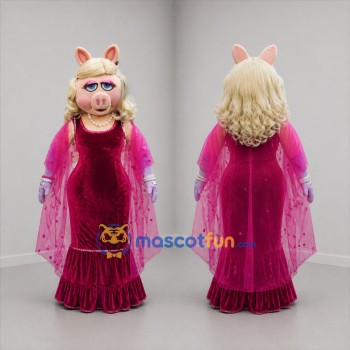 Custom Pink and Burgundy Pig Diva Mascot Costume Adult Full Body Suit for Costume Parties