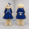 Custom Cream and Blue Rabbit Girl Mascot Costume Adult Full Body Suit for Easter Events