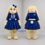 Custom Cream and Blue Rabbit Girl Mascot Costume Adult Full Body Suit for Easter Events