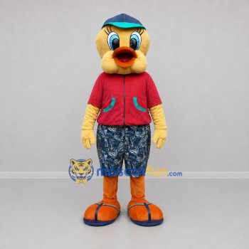Custom Yellow and Red Duck Mascot Costume Adult Full Body Suit for Summer Events