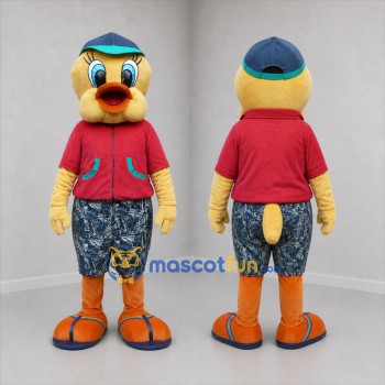 Custom Yellow and Red Duck Mascot Costume Adult Full Body Suit for Summer Events