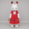 Custom White and Red Rabbit Girl Mascot Costume Adult Full Body Suit for Easter Events