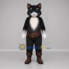 Custom Black and White Cat in Boots Mascot Costume Adult Full Body Suit for Costume Parties