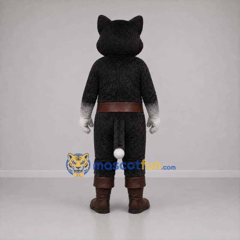 Custom Black and White Cat in Boots Mascot Costume Adult Full Body Suit for Costume Parties