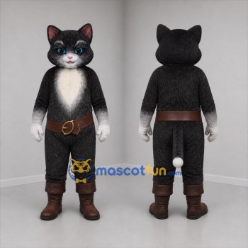 Custom Black and White Cat in Boots Mascot Costume Adult Full Body Suit for Costume Parties