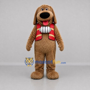 Custom Brown and Red Dog Mascot Costume Adult Full Body Suit for Winter Events