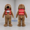 Custom Brown and Red Dog Mascot Costume Adult Full Body Suit for Winter Events
