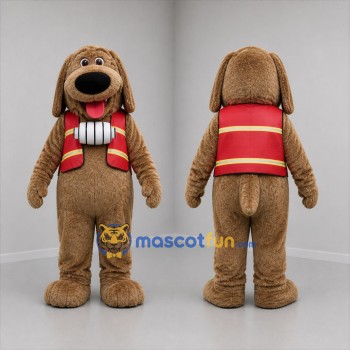 Custom Brown and Red Dog Mascot Costume Adult Full Body Suit for Winter Events
