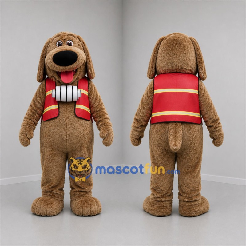Custom Brown and Red Dog Mascot Costume Adult Full Body Suit for Winter Events
