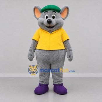 Custom Gray Yellow and Green Mouse Mascot Costume Adult Full Body Suit for Children's Events