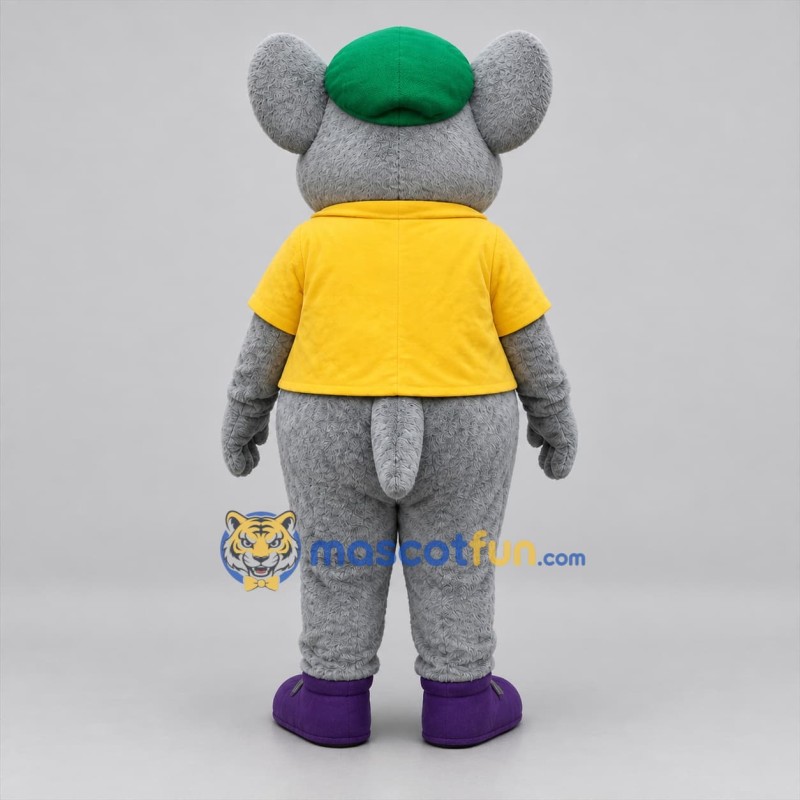 Custom Gray Yellow and Green Mouse Mascot Costume Adult Full Body Suit for Children's Events