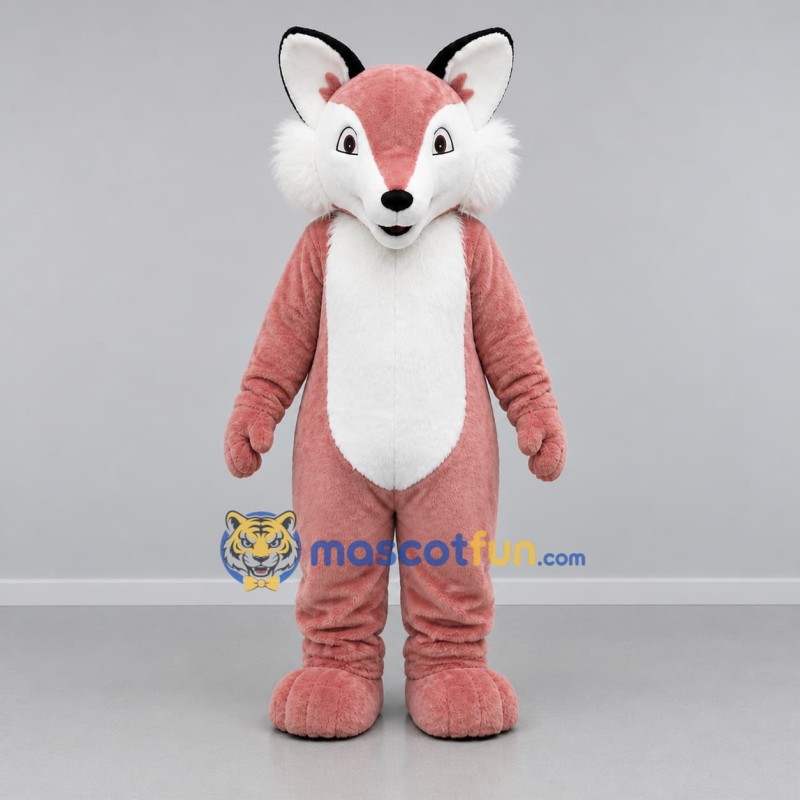 Custom Pink and White Fox Mascot Costume Adult Full Body Suit for Children's Events