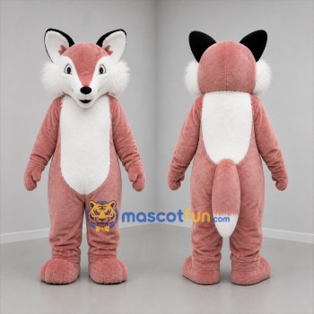 Custom Pink and White Fox Mascot Costume Adult Full Body Suit for Children's Events