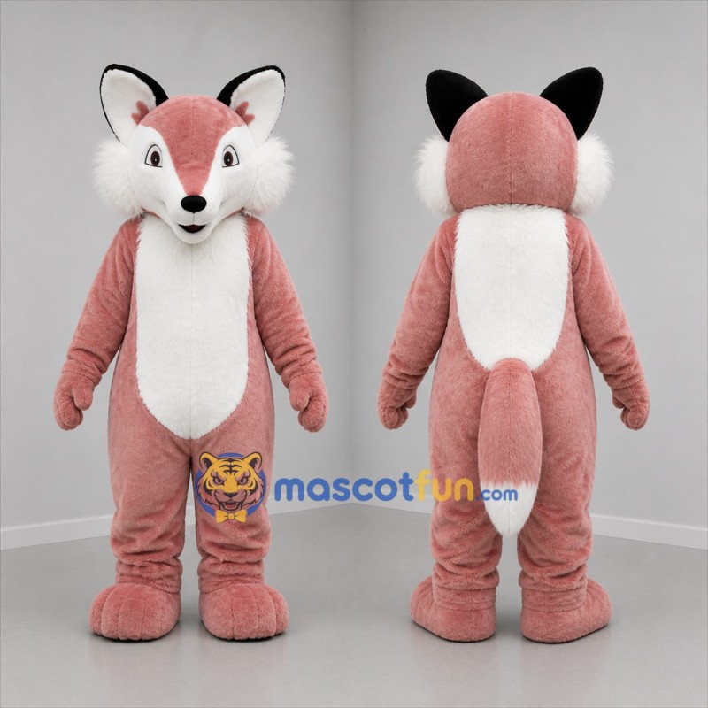 Custom Pink and White Fox Mascot Costume Adult Full Body Suit for Children's Events