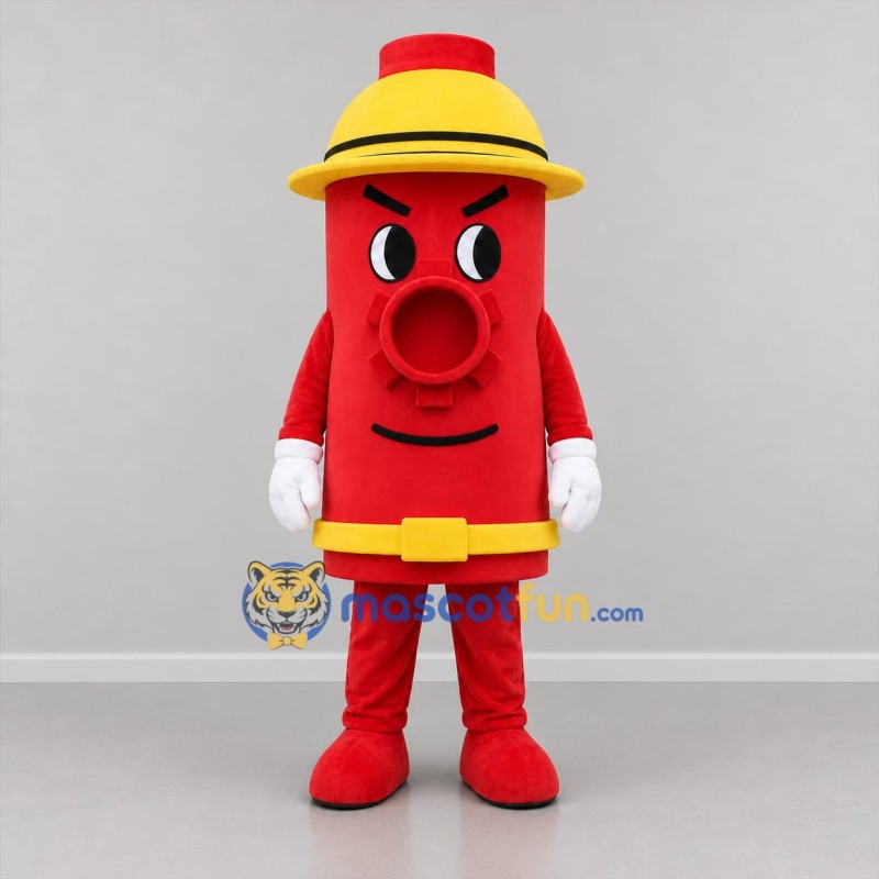 Custom Red and Yellow Fire Hydrant Mascot Costume Adult Full Body Suit for Fire Safety Events