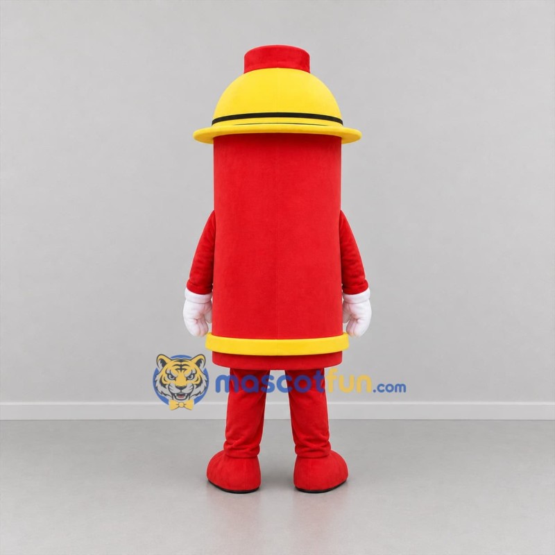 Custom Red and Yellow Fire Hydrant Mascot Costume Adult Full Body Suit for Fire Safety Events